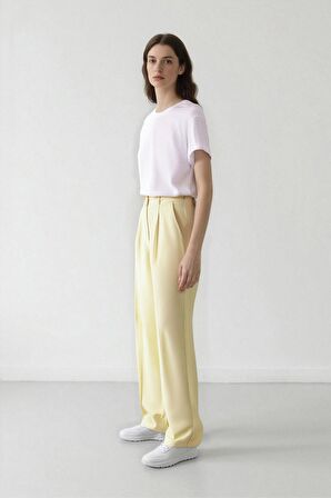 DeFacto x Afra Wide Leg Tensel Kumaş Palazzo Pantolon Cepli Yüksek Bel Geniş Paça A1138AX25SPYL504