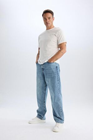 DeFacto Baggy Fit Geniş Kalıp Normal Bel Geniş Paça Jean Yıkamalı Pantolon B3926AX24AUNM39