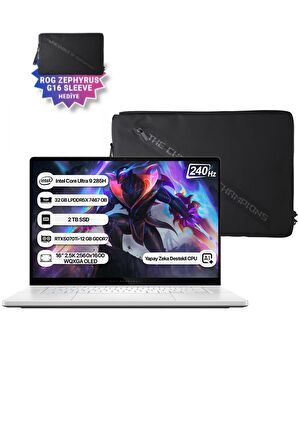 Asus Rog Zephyrus G16 GU605CR-QR204 Intel Core Ultra 9 285HX NPU 13 TOPS 32GB 2TB SSD RTX5070Ti-12GB Freedos 16" 2.5K 240Hz WQXGA Taşınabilir Bilgisayar