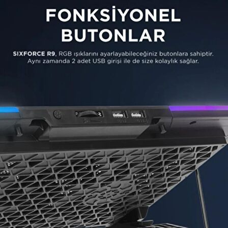 RAMPAGE Sixpower R9 6 Fan RGB Işıklı Telefon Tutuculu Laptop Soğutucu