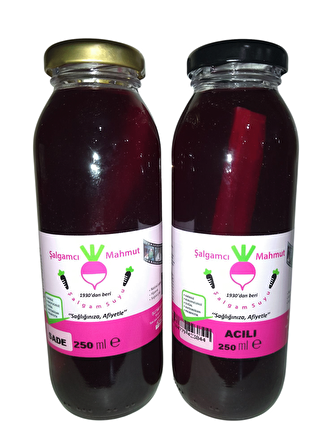 ŞALGAMCI MAHMUT - 24 adet 250 ML Cam Şişede Taneli Doğal Adana Şalgamı (Acılı/Acısız)
