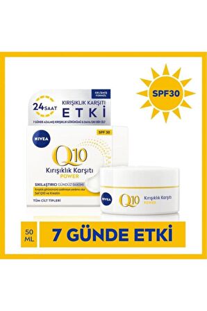 Nivea Q10 2 Adımlı Kırışıklık Karşıtı Bakım Seti,gündüz Kremi Spf30 Ve Cilt Serumu 15 Ml,anında Etki