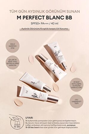 Aydınlık Görünüm Sunan&Ton Eşitleyici BB Krem 40ml SPF50+ MISSHA M Perfect Blanc BB (Beige / No.21