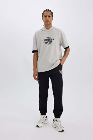 DeFactoFit Kalın Jogger Eşofman Altı NBA Chicago Bulls Standart Fit Cepli Beli Bağcıklı Lastikli Paça D3251AX24WNBK81