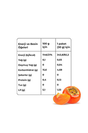 Cennet Hurması Kuru Meyve Cipsi 30 G X 2 Adet Dondurularak Kurutulmuş Meyve