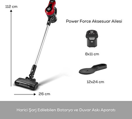 Karaca Vantuz Power Force Şarj Edilebilir Dik Süpürge Kırmızı