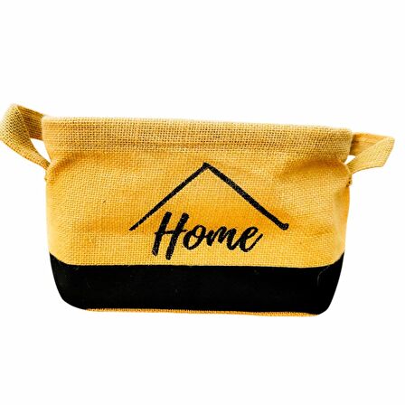 Sweet Home Jüt Hasır Ev Düzenleyici Mutfak Banyo Salon Sepeti Katlanır Sıvı Korumalı Küçük