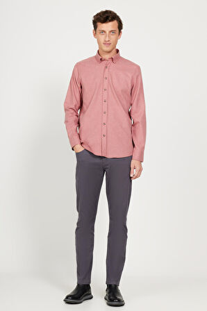 Slim Fit Dar Kesim Düğmeli Yaka Flanel Oduncu Gömlek