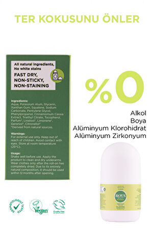 Roys Beauty Doğal Roll-on Unisex Hassas Koruma