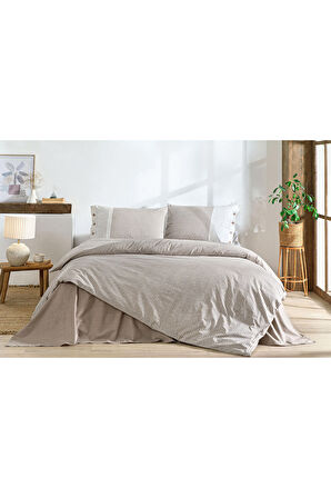 Özdilek NATURAL LİNE ÇİFT KİŞİLİK NEVRESİM TAKIMI Bej