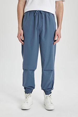 DeFacto Jogger Gabardin Pantolon Regular Beli Bağcıklı Cepli Lastikli Paça B7493AX24SPIN260