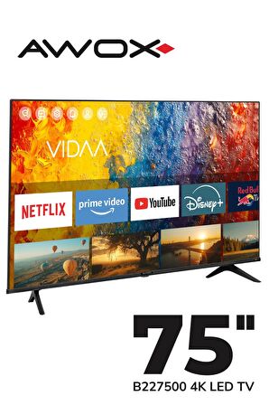 Awox B227500 4K Ultra HD 75" 190 Ekran Uydu Alıcılı Smart LED TV