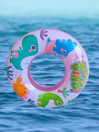 Pembe Desenli 40 cm Şişme Deniz Simiti, Havuz Can Simiti 0-3 Yaş