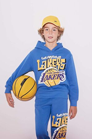 DeFacto Erkek Çocuk NBA Los Angeles Lakers Kapüşonlu Kalın Sweatshirt B4796A823WNBE127