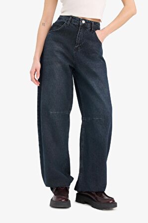 Baggy Fit Yüksek Bel Uzun Jean Pantolon