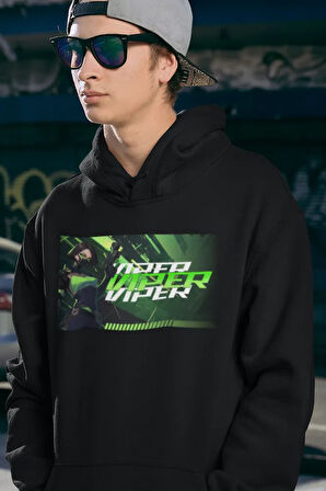 Viper Baskılı Unisex Oversize Vallorant Hoodie