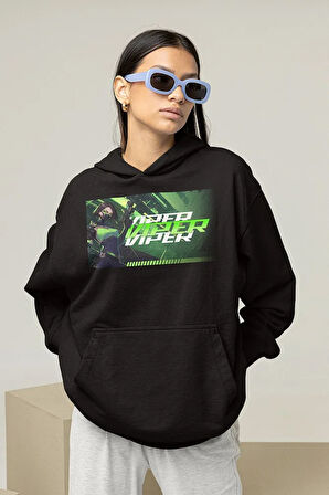 Viper Baskılı Unisex Oversize Vallorant Hoodie