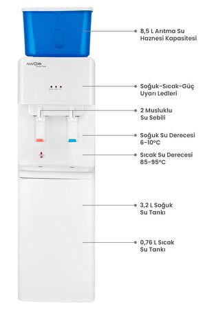 Awox Snow Pure SS783 Arıtmalı Su Sebili Sıcak Soğuk