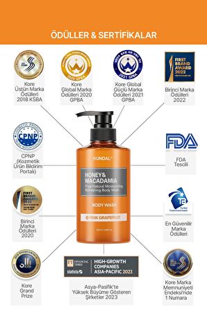Yoğun Nemlendirici Vücut Yıkama Jeli Kundal Honey&Macadamia Pure Body Wash 500ml (Pink Grapefruit)