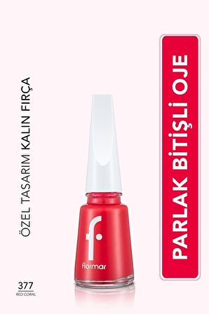 Flormar Nail Enamel Yüksek Pigmentli & Parlak Bitişli Oje Fne-377 Red Coral