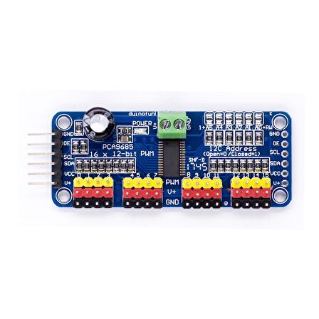 PCA9685 16 Kanal 12 Bit PWM - Servo Motor Sürücü Kontrol Devresi I2C Modülü