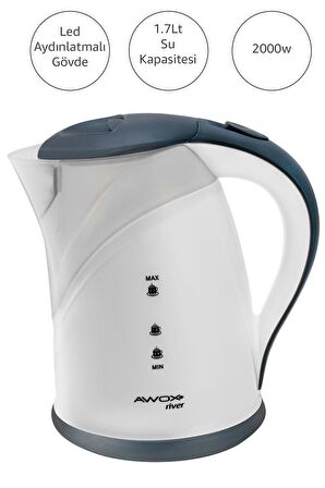 Awox River Su Isıtıcı Kettle Gizli Rezistans 1.7 Lt Beyaz