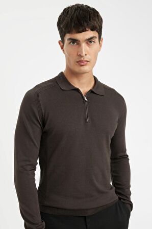 DeFacto Standart Fit Polo Yaka Kazak D0621AX24AUBN497