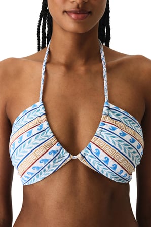 Santorini Etnik Desenli Dokulu Bandeau Bikini Üstü