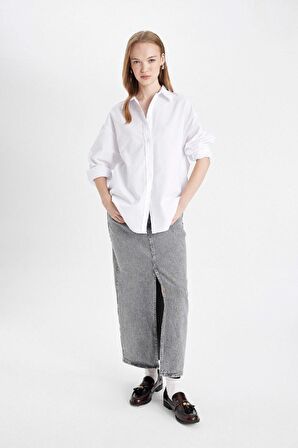 DeFacto Oversize Geniş Kalıp Basic Düz Oxford Uzun Kollu Gömlek Z4893AZ24AUWT32
