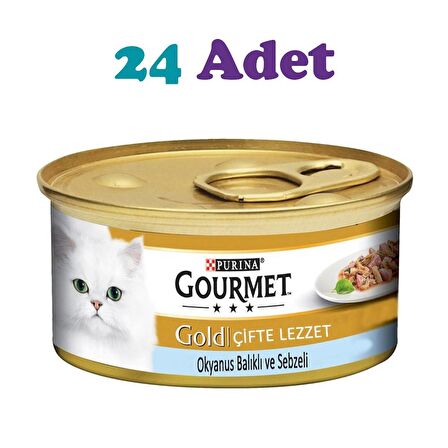 Gourmet Gold Parça Etli Okyanus Balıklı Ve Ispanak Soslu Kedi Konservesi 85g (24 Adet)