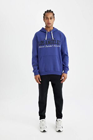 DeFactoFit NBA Los Angeles Lakers Oversize Geniş Kalıp Bisiklet Yaka Kalın Sweatshirt C9255AX24AUPR76