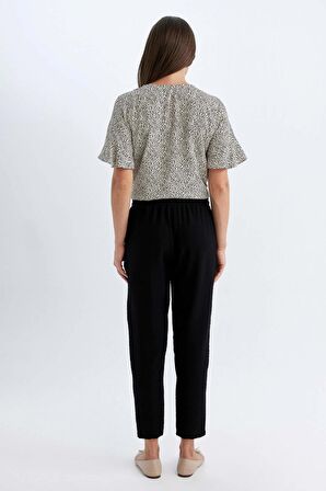 DeFacto Siyah Jogger Pantolon Lastikli Bel Bağcıklı Basic Düz Paça D2573AX24AUBK81