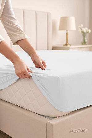 Çift Kişilik Düz Penye %100 Pamuklu Lastikli Çarşaf 160X200