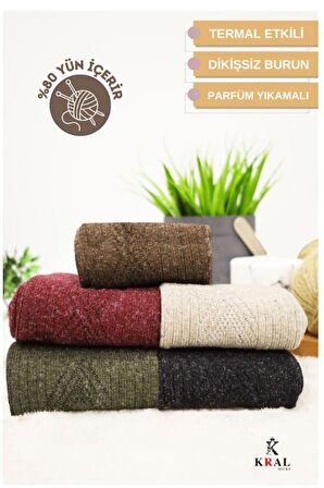 Kadın Koyun Yünü Lambswool Kışlık 3'lü Set Çorap