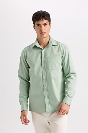 DeFacto Regular Fit Polo Yaka Gabardin Uzun Kollu Gömlek D4934AX24AUKH434