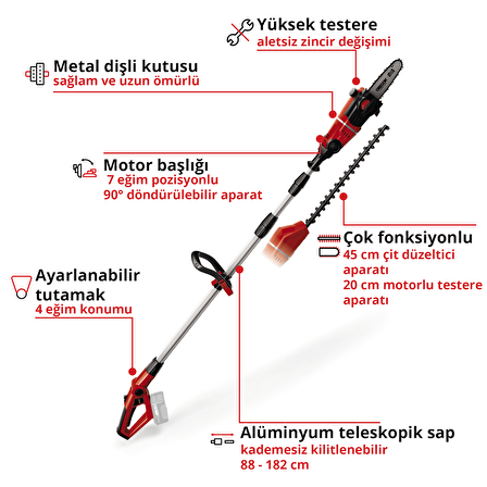 Einhell GE-HC 18 Li T - Solo, Akülü Çok Fonksiyonlu Budama