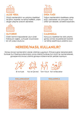 SunBae Sun Moist Bronzlaştıran Nemlendirici Vücut Losyonu 100ml Aloe Vera Shea Yağı Kakao Havuç Calendula