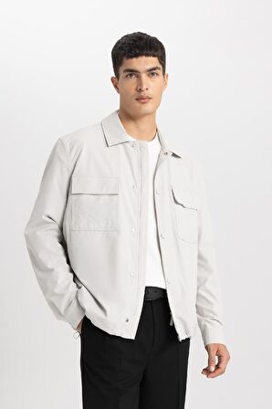 DeFacto Regular Fit Polo Yaka Çıtçıt Kapamalı Cepli Gömlek Ceket B4515AX24SPGR259