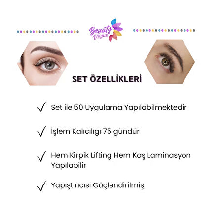 Beauty Vogue Kirpik Lifting Seti, Lash Lift, Kaş & Kirpik Perma Seti (FULL SET)-15 Kullanımlık…