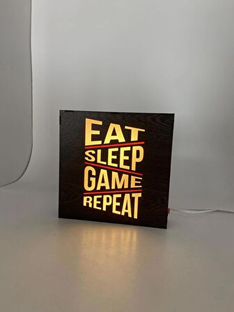 Eat Sleep Game Repeat - Işıklı Dekor