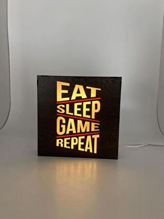 Eat Sleep Game Repeat - Işıklı Dekor