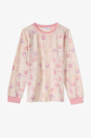 Kız Çocuk Lila Starlit Friends Pamuklu Uzun Kollu 2'li Pijama Takımı