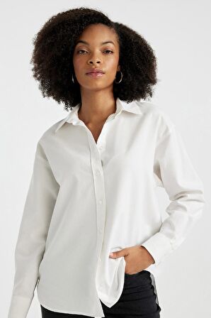 DeFacto Oversize Geniş Kalıp Oxford Uzun Kollu Gömlek V2439AZ24SPWT32