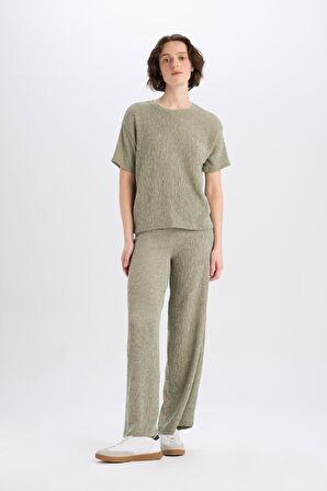 DeFacto Relax Fit Bisiklet Yaka Bürümcük Kısa Kollu Tişört C3843AX25SPKH418