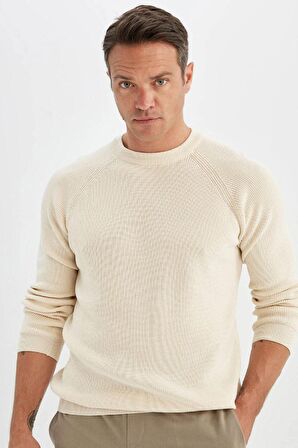 DeFacto Standart Fit Normal Kesim Bisiklet Yaka Basic Düz Triko Kazak A8458AX24WNER139