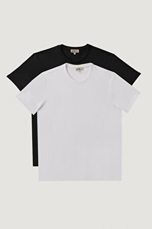 Slim Fit Bisiklet Yaka 2'li Düz Tişört Paketi