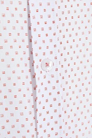 Kiremit Baskılı Slim Fit Gömlek | S