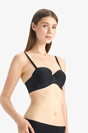 DeFacto Push Up Micro Dolgulu Push Up Straplez Sütyen-Fall in Love C1526AX25SPBK81
