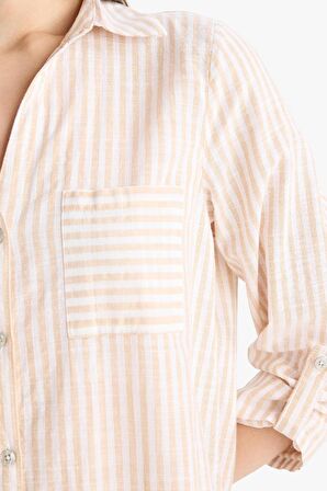 DeFacto Gömlek Yaka Uzun Kollu Plaj Gömleği-Fall in Love E6708AX25SPBG775