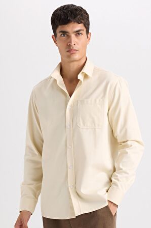 DeFacto Regular Fit Polo Yaka Gabardin Uzun Kollu Gömlek D4934AX24AUBG760